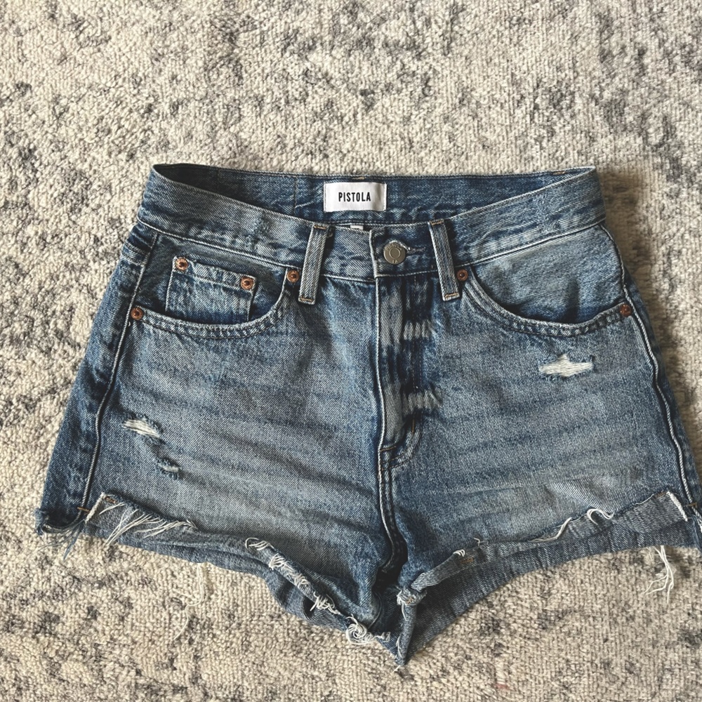 Pistola Kylee denim shorts (high rise, distressed)